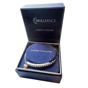 Brilliance Mother Daughter Bolo Bracelet Swarovski Crystals Silver Tone OS